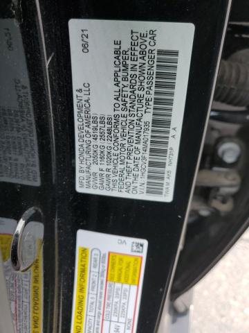 1HGCV3F14MA017935 - 2021 HONDA ACCORD HYBRID BLACK photo 12