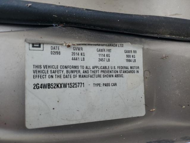 2G4WB52KXW1525771 - 1998 BUICK REGAL LS 金色 照片 12