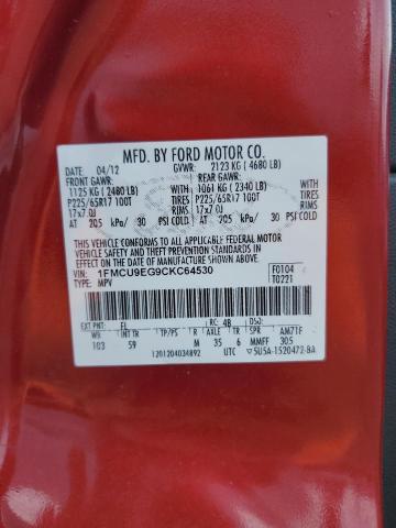 1FMCU9EG9CKC64530 - 2012 FORD ESCAPE LIMITED 红色 照片 13