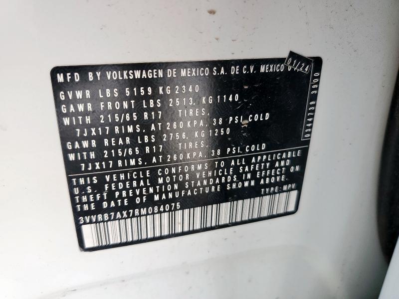 3VVRB7AX7RM084075 - 2024 VOLKSWAGEN TIGUAN S Biały zdjęcie 12