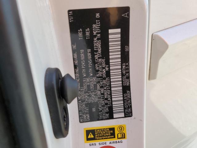 5TDJKRFH5FS110225 - 2015 TOYOTA HIGHLANDER XLE WHITE photo 13