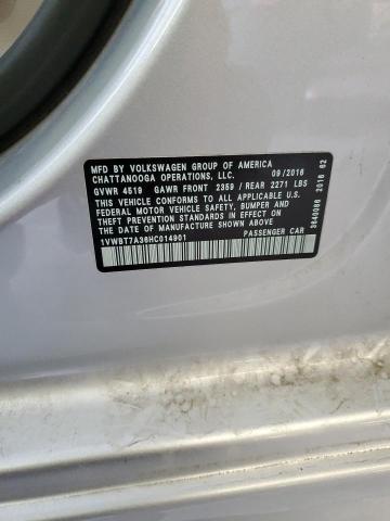 1VWBT7A36HC014901 - 2017 VOLKSWAGEN PASSAT SE 银色 照片 12