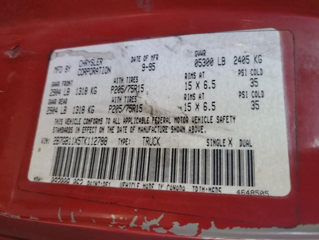 2B7GB11X5TK112788 - 1996 DODGE RAM VAN B1500 RED photo 12