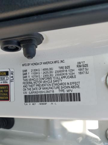 5J6RW2H55HL064718 - 2017 HONDA CR-V EX WHITE photo 13