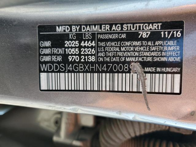 WDDSJ4GBXHN470089 - 2017 MERCEDES-BENZ CLA 250 4MATIC GRAY photo 12
