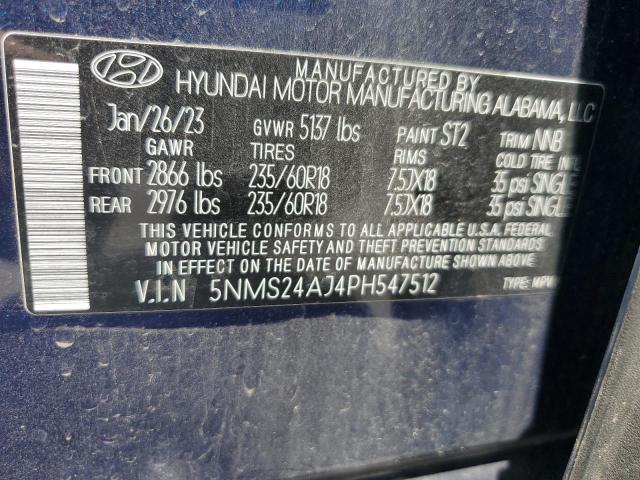 5NMS24AJ4PH547512 - 2023 HYUNDAI SANTA FE SEL BLUE photo 13