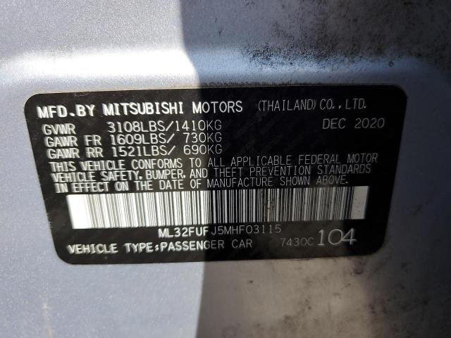 ML32FUFJ5MHF03115 - 2021 MITSUBISHI MIRAGE G4 ES SILVER photo 12