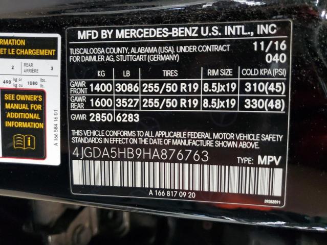 4JGDA5HB9HA876763 - 2017 MERCEDES-BENZ GLE 350 4MATIC BLACK photo 13