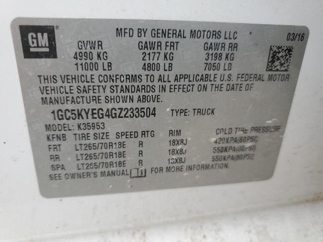 1GC5KYEG4GZ233504 - 2016 CHEVROLET SILVERADO K3500 WHITE photo 12