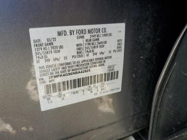 2FMPK4G96NBA42825 - 2022 FORD EDGE SE GRAY photo 13