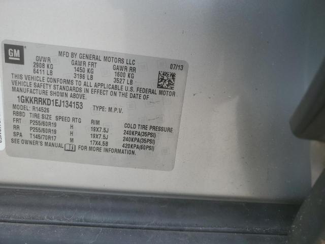 1GKKRRKD1EJ134153 - 2014 GMC ACADIA SLT-1 SILVER photo 13