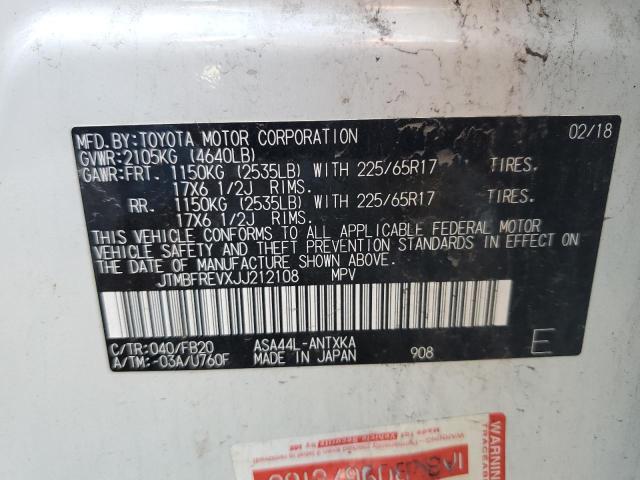 JTMBFREVXJJ212108 - 2018 TOYOTA RAV4 LE WHITE photo 13