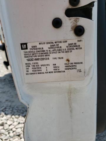 1GCEC14W81Z291314 - 2001 CHEVROLET SILVERADO C1500 თეთრი ფოტო 12