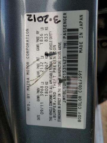 JM1BL1UF3C1531423 - 2012 MAZDA 3 I TEAL photo 12