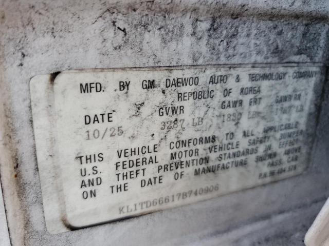 KL1TD66617B740906 - 2007 CHEVROLET AVEO BASE Ağ foto 12