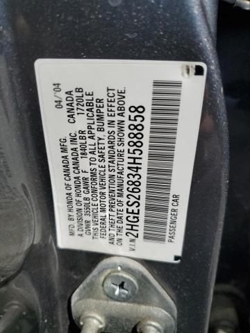 2HGES26834H588858 - 2004 HONDA CIVIC EX SILVER photo 12