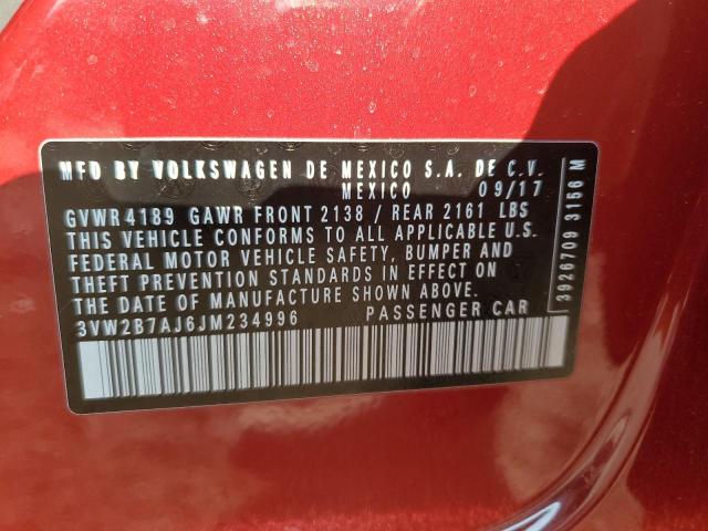 3VW2B7AJ6JM234996 - 2018 VOLKSWAGEN JETTA S წითელი ფოტო 13