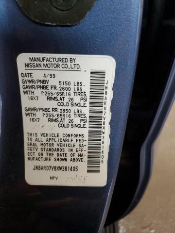 JN8AR07Y8XW381405 - 1999 NISSAN PATHFINDER LE Bleu photo 14
