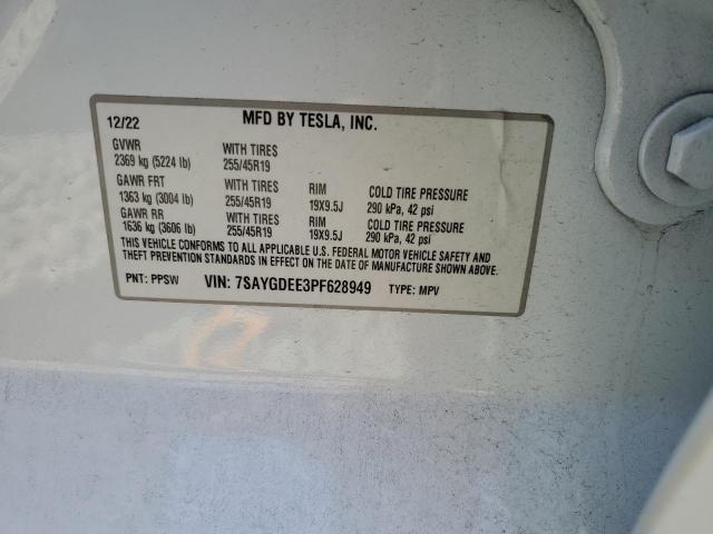 7SAYGDEE3PF628949 - 2023 TESLA MODEL Y أبيض صورة 12