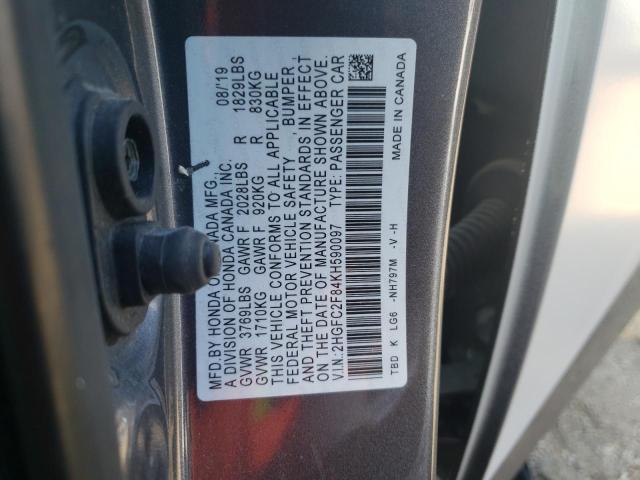 2HGFC2F84KH590097 - 2019 HONDA CIVIC SPORT 灰色 照片 12