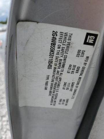 2G4WB55K531105455 - 2003 BUICK REGAL LS SILVER photo 12