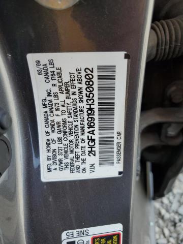 2HGFA16919H350802 - 2009 HONDA CIVIC EXL SILVER photo 12