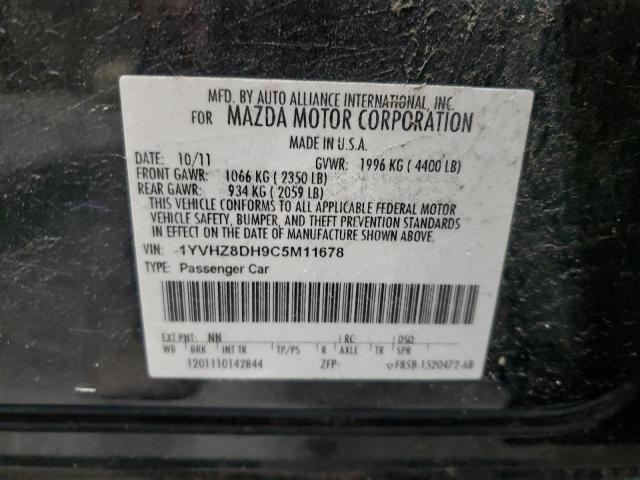 1YVHZ8DH9C5M11678 - 2012 MAZDA 6 I შავი ფოტო 12