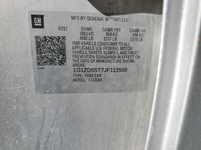 1G1ZD5ST7JF113550 - 2018 CHEVROLET MALIBU LT SILVER photo 12