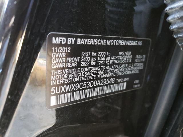 5UXWX9C53D0A29548 - 2013 BMW X3 XDRIVE28I BLACK photo 12
