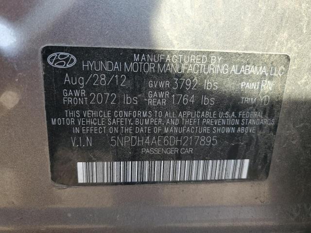 5NPDH4AE6DH217895 - 2013 HYUNDAI ELANTRA GLS GRAY photo 12