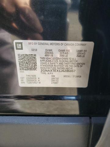 2GNAXTEX1J6286867 - 2018 CHEVROLET EQUINOX LT Қара фото 14