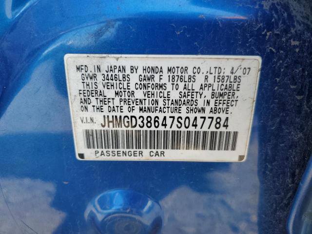 JHMGD38647S047784 - 2007 HONDA FIT S 蓝色 照片 13