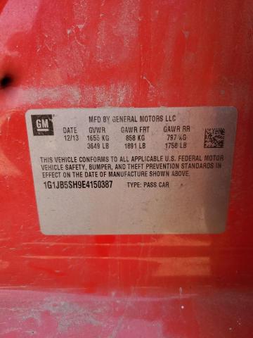 1G1JB5SH9E4150387 - 2014 CHEVROLET SONIC LS RED photo 12
