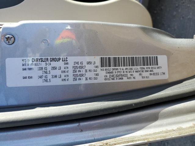 2C4RC1BGXFR545331 - 2015 CHRYSLER TOWN & COU TOURING SILVER photo 13