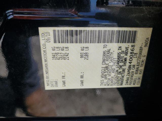 1N4AL2AP6BN400868 - 2011 NISS ALTIMA BASE BLACK photo 12