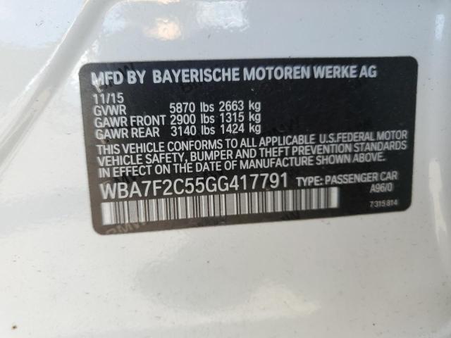 WBA7F2C55GG417791 - 2016 BMW 750 XI WHITE photo 12