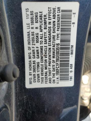 19XFC1F78GE003516 - 2016 HONDA CIVIC EXL Mavi foto 13