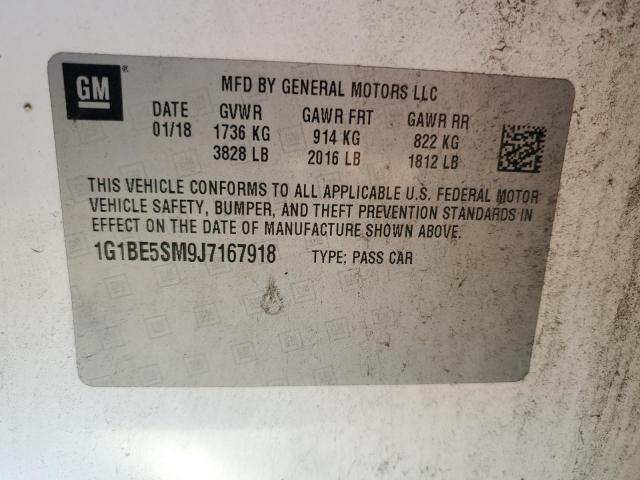 1G1BE5SM9J7167918 - 2018 CHEVROLET CRUZE LT Սպիտակ լուսանկար 13