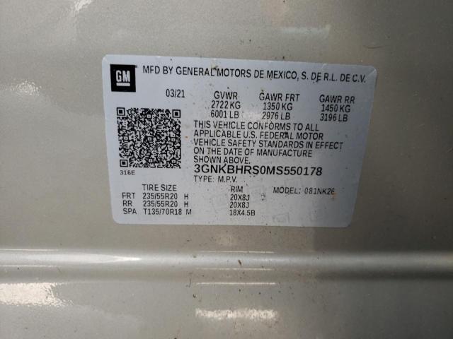 3GNKBHRS0MS550178 - 2021 CHEVROLET BLAZER 2LT GRAY photo 13