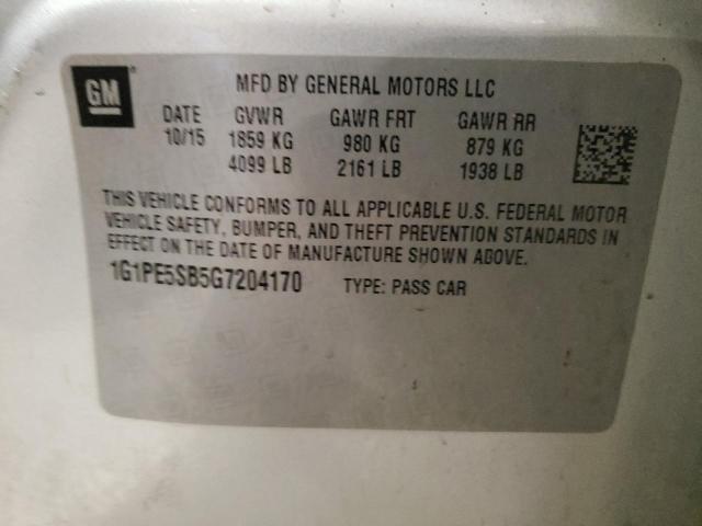 1G1PE5SB5G7204170 - 2016 CHEVROLET CRUZE LIMI LT SILVER photo 12