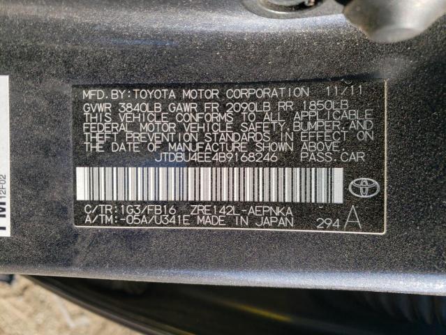 JTDBU4EE4B9168246 - 2011 TOYOTA COROLLA BASE 灰色 照片 13