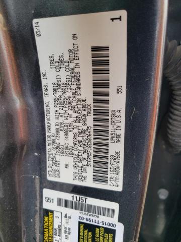 5TFRM5F18EX076475 - 2014 TOYOTA TUNDRA DOUBLE CAB SR/SR5 GRAY photo 12