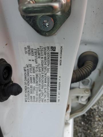 2HGFC1F72KH650931 - 2019 HONDA CIVIC EXL WHITE photo 12