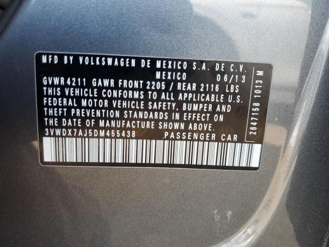 3VWDX7AJ5DM455438 - 2013 VOLKSWAGEN JETTA SE GRAY photo 12