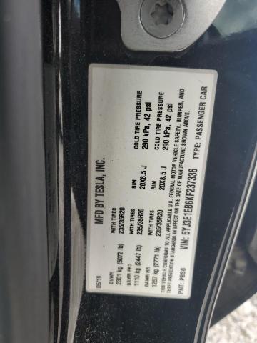 5YJ3E1EB6KF237336 - 2019 TESLA MODEL 3 Siyah fotoğraf 12