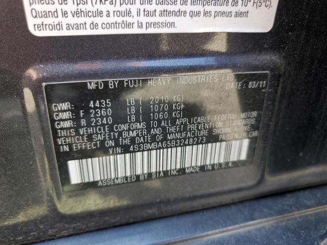 4S3BMBA65B3248273 - 2011 SUBARU LEGACY 2.5I BLUE photo 12