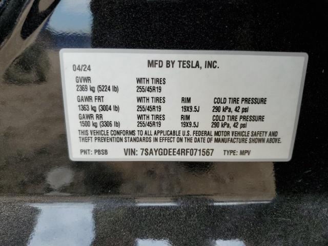 7SAYGDEE4RF071567 - 2024 TESLA MODEL Y Schwarz Foto 14