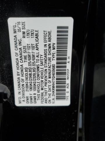 2HKRM4H77GH659680 - 2016 HONDA CR-V EXL BLACK photo 13