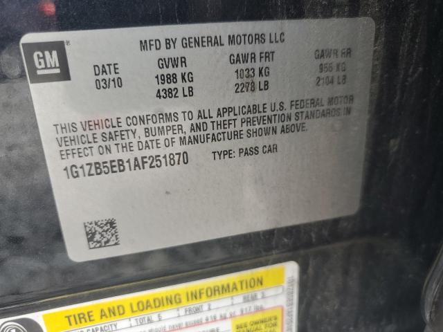 1G1ZB5EB1AF251870 - 2010 CHEVROLET MALIBU LS BLACK photo 13