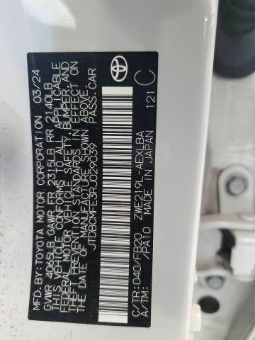 JTDBCMFE3RJ029039 - 2024 TOYOTA COROLLA LE أبيض صورة 13